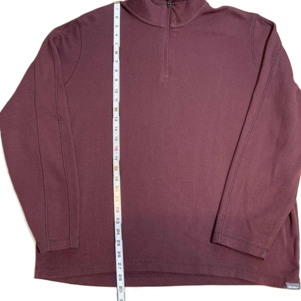 Eddie Bauer Maroon QuarterZip Long Sleeve Pullover Sweater XL Grunge Granola Boy